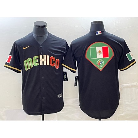 Men's Mexico Baseball Black 2023 World Baseball Classic Team Big Logo Stitched Jersey