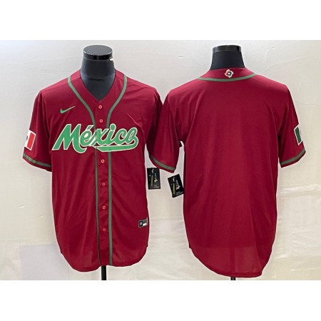 Men's Mexico Baseball Blank Red 2023 World Baseball Classic Stitched Jersey