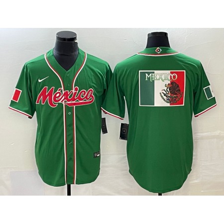 Men's Mexico Baseball Green 2023 World Baseball Classic Team Big Logo Stitched Jersey