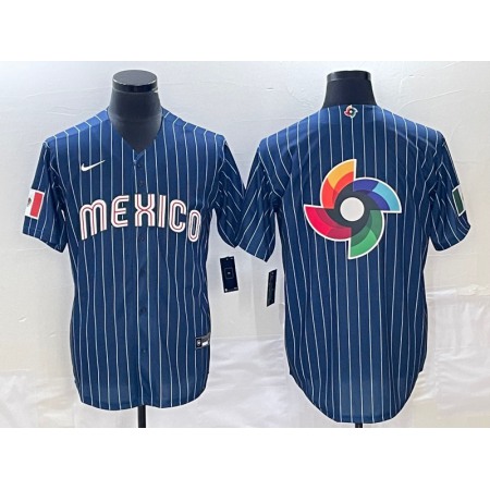 Men's Mexico Baseball Navy Team Big Logo World Baseball Classic Stitched Jersey 001