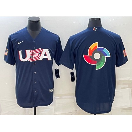 Men's USA Baseball 2023 Navy World Baseball Big Logo Classic Stitched Jersey
