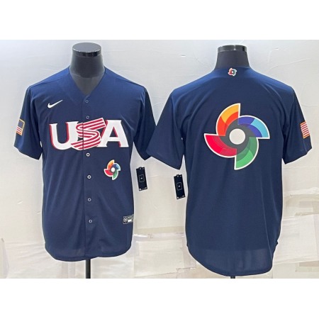 Men's USA Baseball 2023 Navy World Baseball Big Logo Classic Stitched Jersey