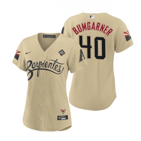Women's Arizona Diamondbacks #40 Madison Bumgarner Cream 2023 World Series City Connect Stitched Baseball Jersey(Run Small)