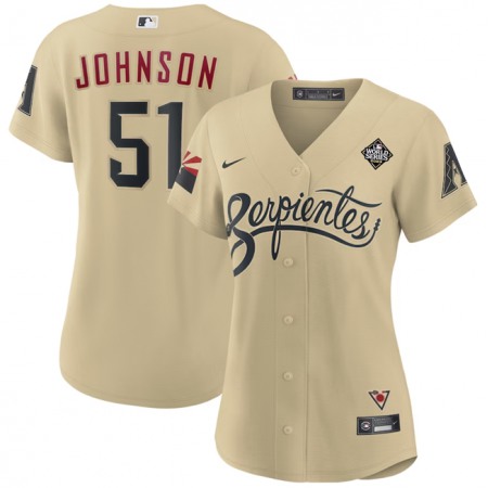 Women's Arizona Diamondbacks #51 Randy Johnson Cream 2023 World Series City Connect Stitched Baseball Jersey(Run Small)