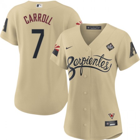 Women's Arizona Diamondbacks #7 Corbin Carroll Cream 2023 World Series City Connect Stitched Baseball Jersey(Run Small)