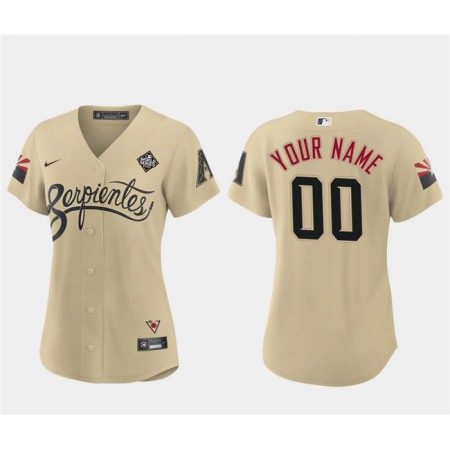 Women's Arizona Diamondbacks ACTIVE Player Custom Gold 2023 World Series City Connect Stitched Baseball Jersey(Run Small)
