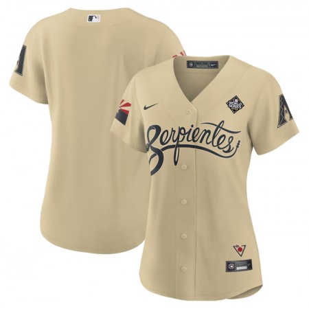 Women's Arizona Diamondbacks Blank Cream 2023 World Series City Connect Stitched Baseball Jersey(Run Small)