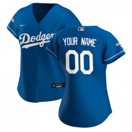 Women's Los Angeles Dodgers ACTIVE PLAYER Custom Royal 2020 World Series Champions Home Patch Stitched Jersey