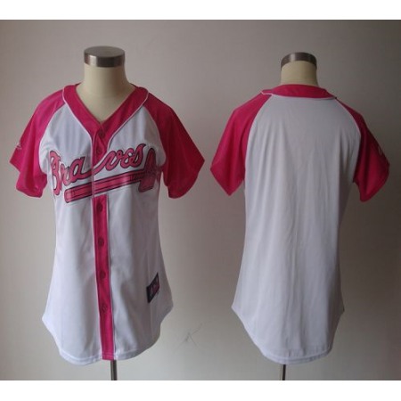 Braves Blank White/Pink Women's Splash Fashion Stitched MLB Jersey