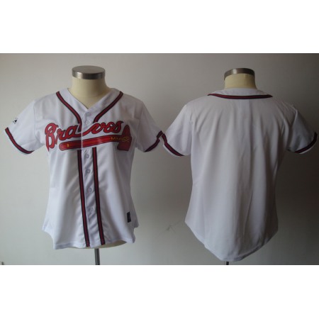 Braves Blank White Women's Fashion Stitched MLB Jersey