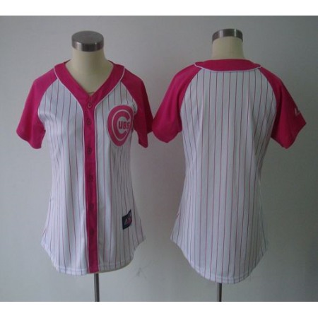 Cubs Blank White/Pink Women's Splash Fashion Stitched MLB Jersey