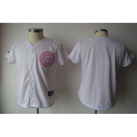 Cubs Blank White With Pink Strip Women's Fashion Stitched MLB Jersey