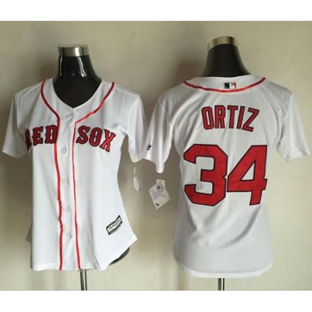 Red Sox #34 David Ortiz White Women's Fashion Stitched MLB Jersey