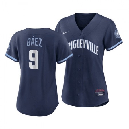 Women's Chicago Cubs #9 Javier Baez 2021 Navy City Connect Stitched Jersey