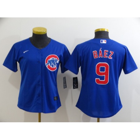 Women's Chicago Cubs #9 Javier Baez Blue Cool Base Stitched MLB Jersey