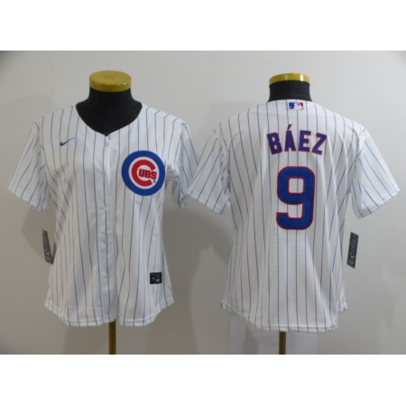 Women's Chicago Cubs #9 Javier Baez White Cool Base Stitched MLB Jersey