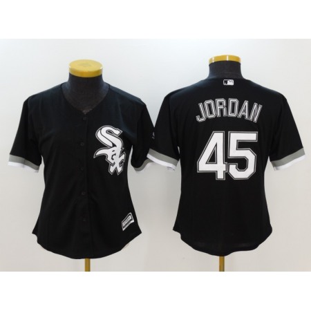 Women's Chicago White Sox #45 Michael Jordan Black Stitched Jersey(Run Small)