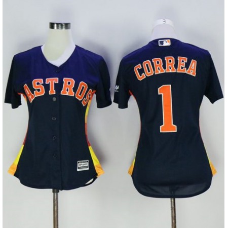 Astros #1 Carlos Correa Navy Blue Women's Alternate Stitched MLB Jersey