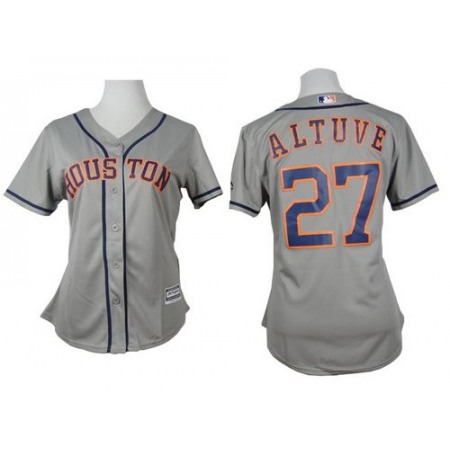 Astros #27 Jose Altuve Grey Road Women's Stitched MLB Jersey