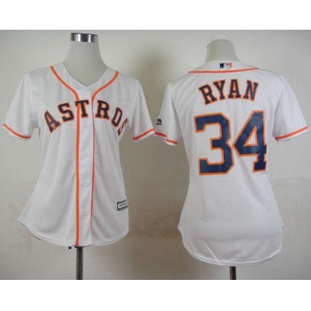 Astros #34 Nolan Ryan White Home Women's Stitched MLB Jersey