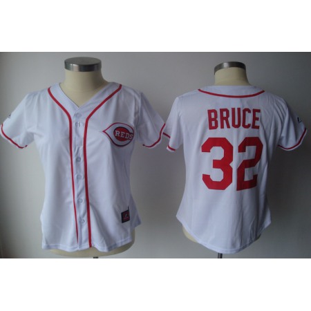 Reds #32 Jay Bruce White Women's Fashion Stitched MLB Jersey