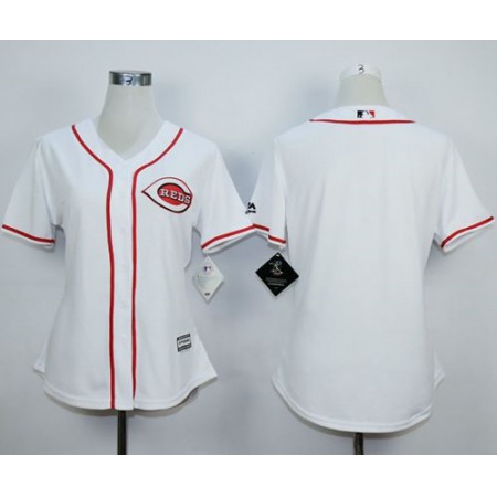 Reds Blank White Home Women's Stitched MLB Jersey