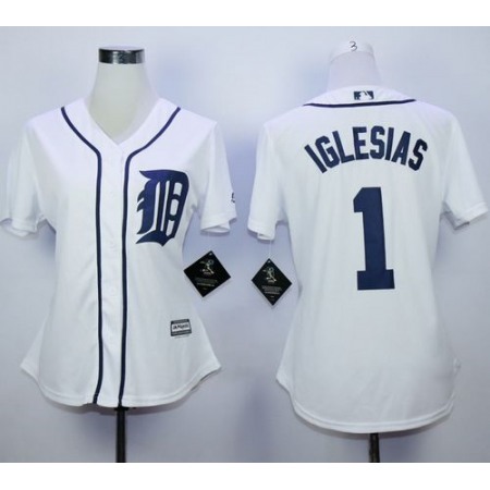 Tigers #1 Jose iglesias White Home Women's Stitched MLB Jersey