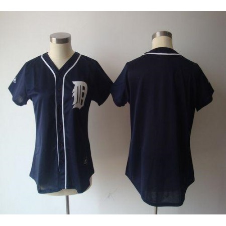 Tigers Blank Navy Blue Women's Fashion Stitched MLB Jersey