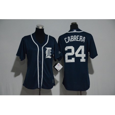 Women's Detroit Tigers #24 Miguel Cabrera Majestic Fashion Navy Cool Base Player Stitched MLB Jersey