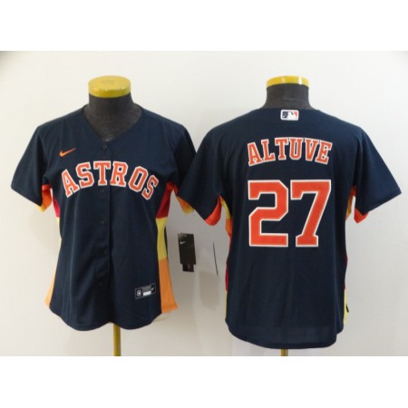 Women's Houston Astros #27 Jose Altuve 2020 Navy Cool Base Stitched MLB Jersey(Run Small)
