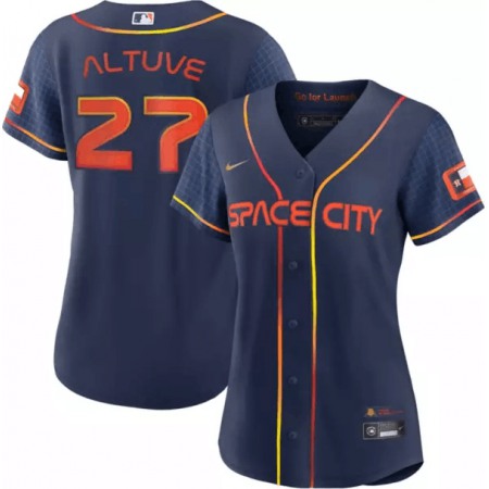 Women's Houston Astros #27 Jose Altuve 2022 Navy City Connect Stitched Jersey(Run Small)