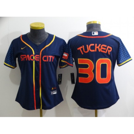 Women's Houston Astros #30 Kyle Tucker 2022 Navy City Connect Stitched Jersey(Run Small)