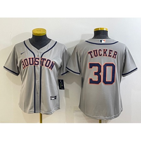 Women's Houston Astros #30 Kyle Tucker Gray Cool Base Stitched Baseball Jersey(Run Small)