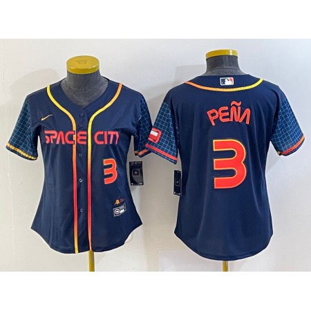 Women's Houston Astros #3 Jeremy Pena 2022 Navy City Connect Stitched Jersey(Run Small)