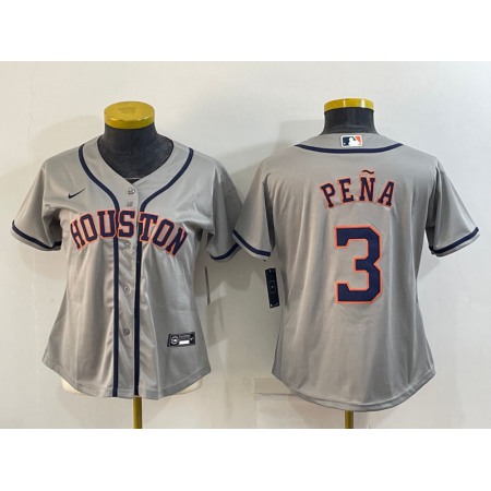 Women's Houston Astros #3 Jeremy Pena Gray Cool Base Stitched Baseball Jersey(Run Small)
