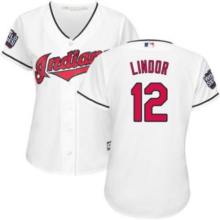 indians #12 Francisco Lindor White 2016 World Series Bound Women's Home Stitched MLB Jersey