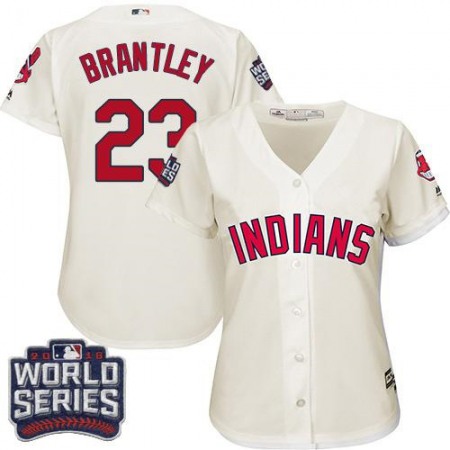 indians #23 Michael Brantley Cream 2016 World Series Bound Women's Alternate Stitched MLB Jersey