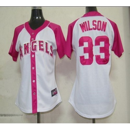 Angels #33 C.J. Wilson White/Pink Women's Splash Fashion Stitched MLB Jersey