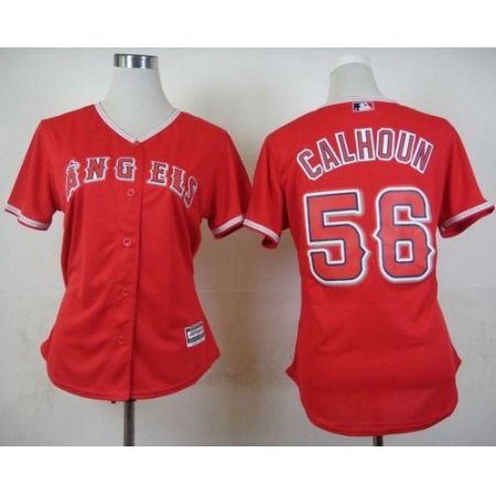 Angels #56 Kole Calhoun Red Alternate Women's Stitched MLB Jersey
