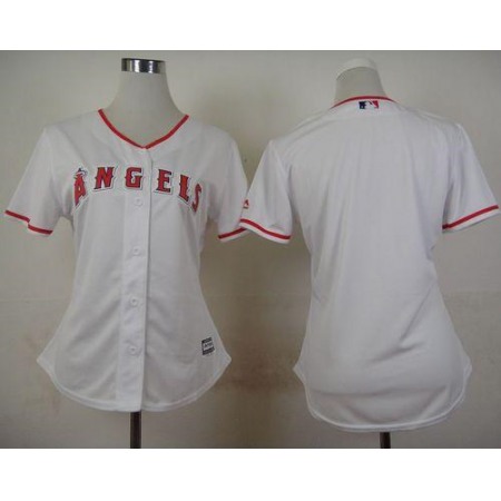 Angels Blank White Women's Home Stitched MLB Jersey