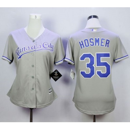 Royals #35 Eric Hosmer Grey Road Women's Stitched MLB Jersey