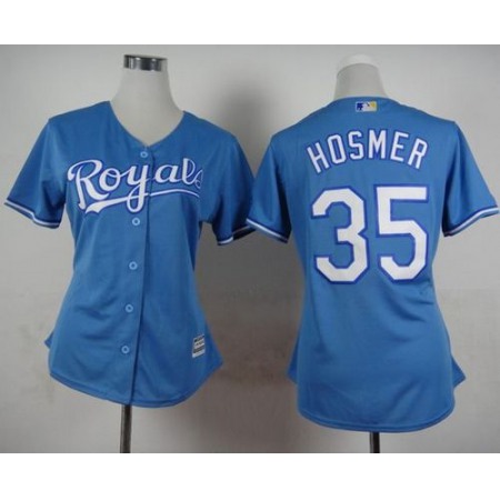 Royals #35 Eric Hosmer Light Blue Alternate 1 Women's Stitched MLB Jersey
