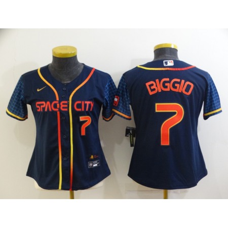 Women's Houston Astros #7 Craig Biggio 2022 Navy City Connect Stitched Jersey(Run Small)