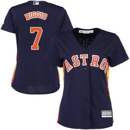 Women's Houston Astros #7 Craig Biggio Navy Cool Base Stitched MLB Jersey(Run Small)