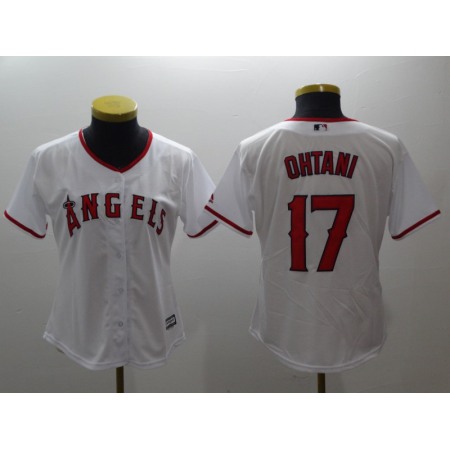 Women's Los Angeles Angels #17 Shohei Ohtani White Cool Base Stitched MLB Jersey
