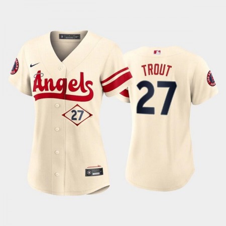 Women's Los Angeles Angels #27 Mike Trout 2022 Cream City Connect Stitched Baseball Jersey(Run Small)
