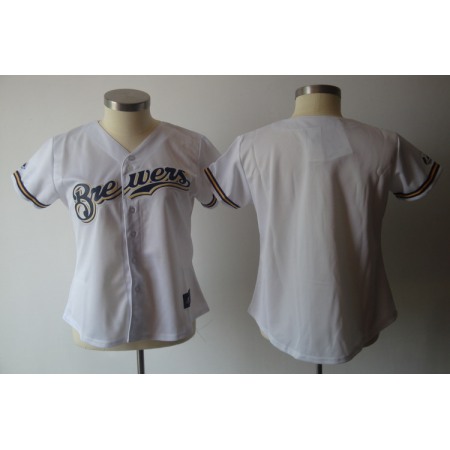 Brewers Blank White Women's Fashion Stitched MLB Jersey