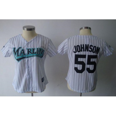 Marlins #55 Josh Johnson White Women's Fashion Stitched MLB Jersey