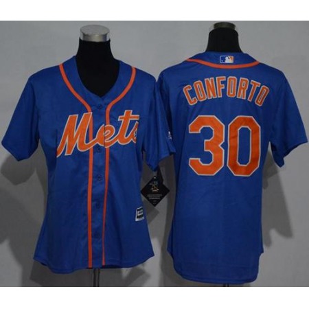 Mets #30 Michael Conforto Blue Alternate Women's Stitched MLB Jersey
