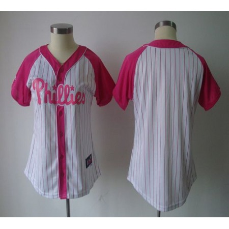 Phillies Blank White/Pink Women's Splash Fashion Stitched MLB Jersey